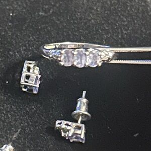 Elegant 10K White Gold and Light Purple Gemstone Set